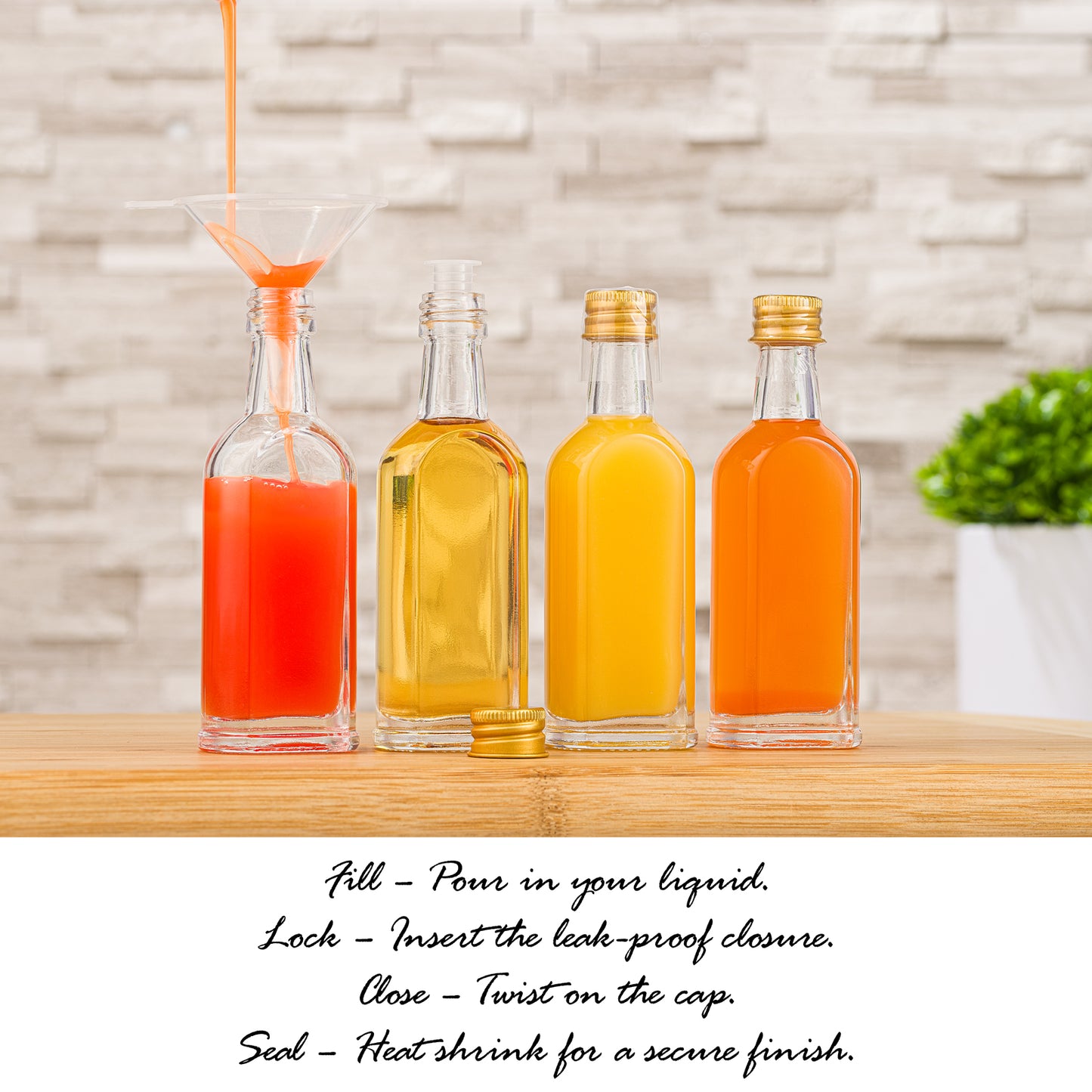 Mini Glass Bottles with Gold Caps and Heat Shrinks - 50 ml