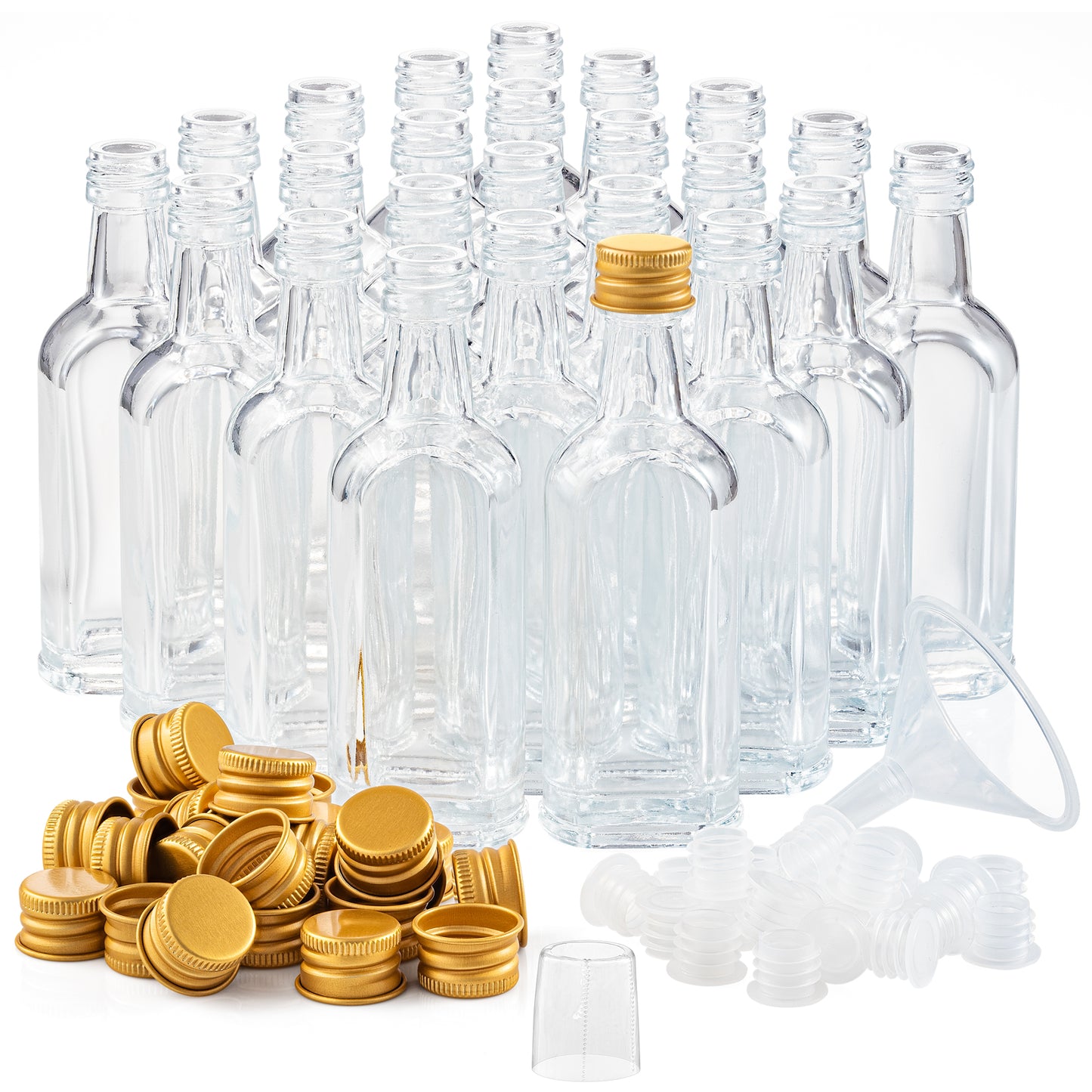 Mini Glass Bottles with Gold Caps and Heat Shrinks - 50 ml