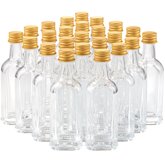 Mini Glass Bottles with Gold Caps and Heat Shrinks - 50 ml