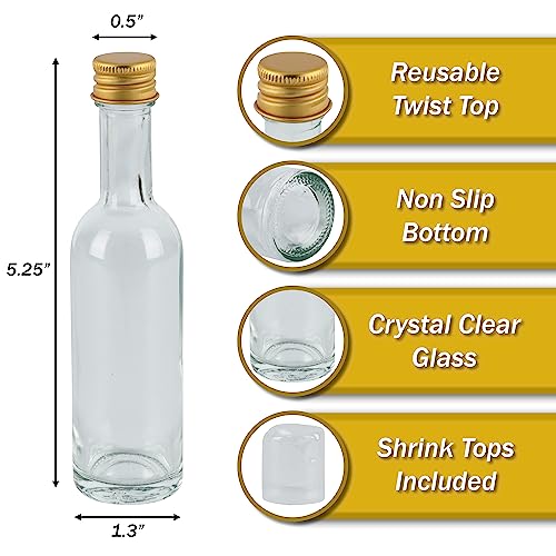 Bulk Pellah Mini Bottle Glass With Caps Small 50ml 1.7 Oz 144 Pack