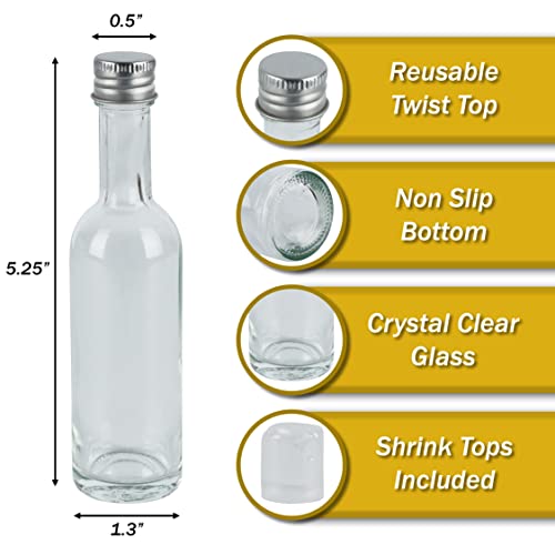 Bulk Pellah Mini Bottle Glass With Caps Small 50ml 1.7 Oz 144 Pack