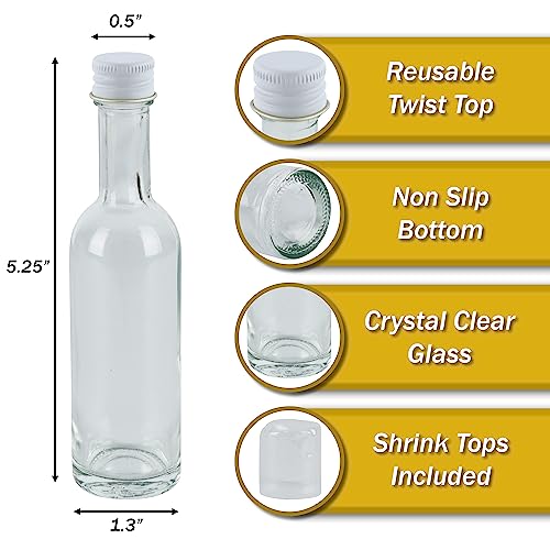 Bulk Pellah Mini Bottle Glass With Caps Small 50ml 1.7 Oz 144 Pack