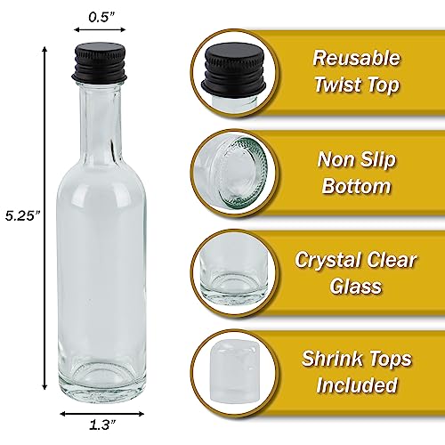 Bulk Pellah Mini Bottle Glass With Caps Small 50ml 1.7 Oz 144 Pack