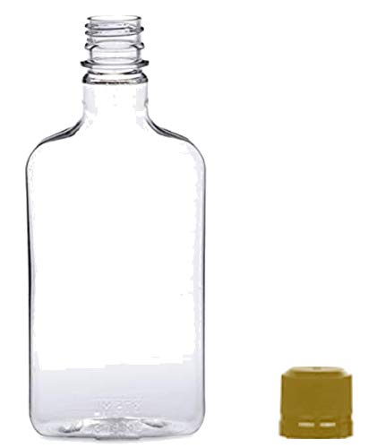 Pellah 375 ml (12.7 Oz.) Plastic Flask bottles with Temper Evident Caps(24 Pack)