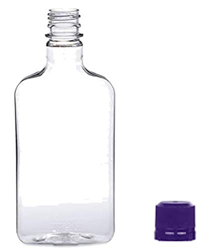 Pellah 375 ml (12.7 Oz.) Plastic Flask bottles with Temper Evident Caps(24 Pack)