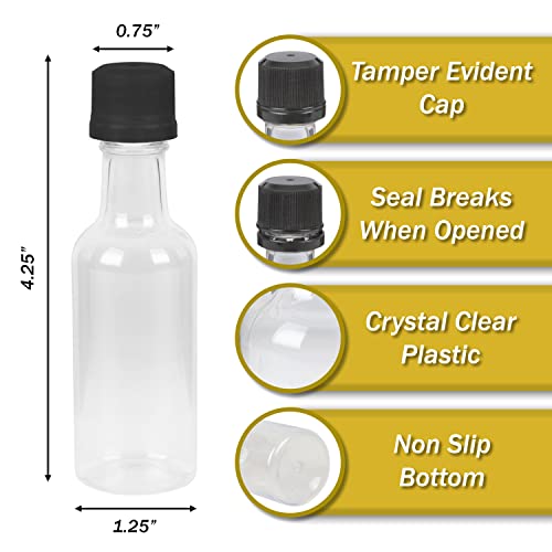 50 ml (1.7 Oz.) Plastic Mini Bottle with Tamper Evident Caps - Pack Of 56