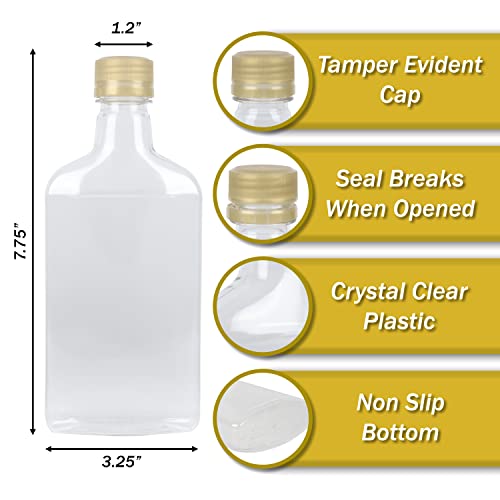 Pellah 375 ml (12.7 Oz.) Plastic Flask bottles with Temper Evident Caps (154 Pack)