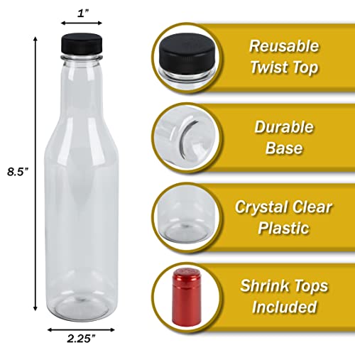 Pellah Bottles with Caps and Heat Shrinks, 12 oz 375 ml. Set of 12