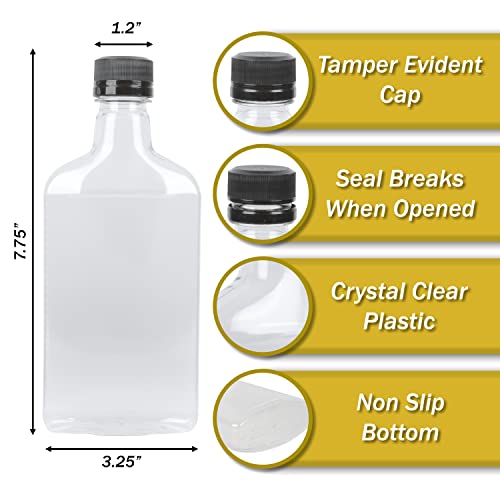 Pellah 375 ml (12.7 Oz.) Plastic Flask bottles with Temper Evident Caps (154 Pack)