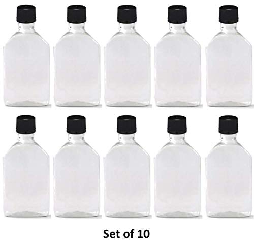 50 ml (1.7 Oz.) Flask Plastic Bottles with Temper Evident caps (10 Pack)