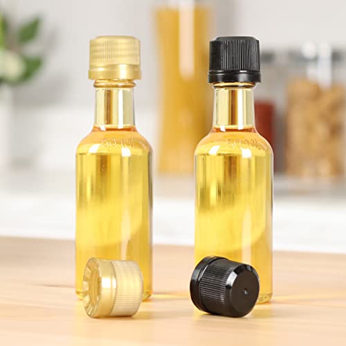 50 ml (1.7 Oz.) 120 Small Plastic Bottles with Tamper Evident Caps (Gold Lids)