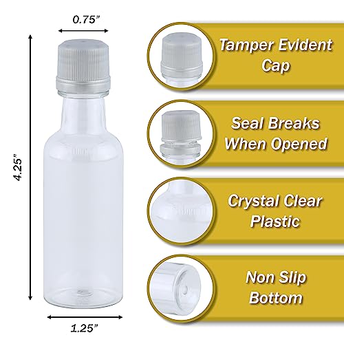 50 ml (1.7 oz) Pack of 120 Small Plastic 50ml Bottles and Tamper Evident Caps