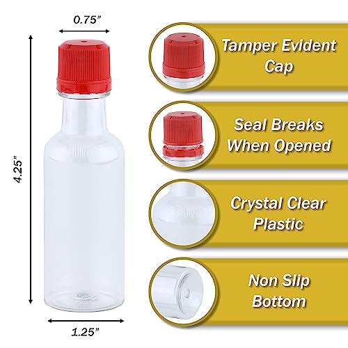 50 ml (1.7 oz) Pack of 120 Small Plastic 50ml Bottles and Tamper Evident Caps