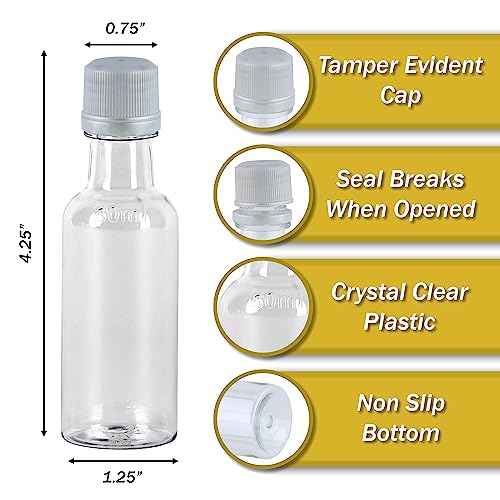 50 ml (1.7 Oz.) Plastic Mini Bottle with Tamper Evident Caps - Pack Of 56